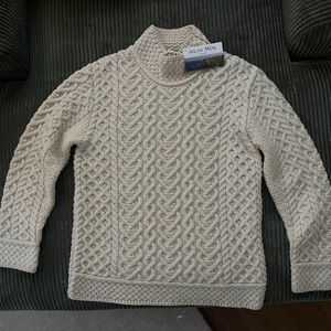 100% Irish wool Aran Mor cable sweater
